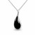 Curved Whitby Jet teardrop pendant necklace with sterling silver curb chain