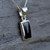 Hand crafted sterling silver Whitby Jet rectangular pendant necklace