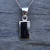 Hand crafted sterling silver Whitby Jet rectangular pendant necklace