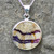 Large round Derbyshire blue john and sterling silver pendant necklace