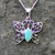 Hand crafted Kingman blue turquoise and sterling silver butterfly pendant with marquise cut stone