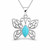 Hand crafted Kingman blue turquoise sterling silver marquise butterfly pendant necklace