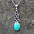 Oval stone Kingman blue turquoise and sterling silver Celtic pendant necklace