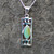 Handmade turquoise and 925 silver oblong necklace with marquise cut stone