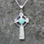 Hand crafted Arizona turquoise and 925 silver crucifix necklace with gift box