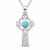 Large hand crafted Kingman blue turquoise sterling silver Celtic cross pendant necklace