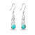 Handcrafted Celtic Kingman turquoise sterling silver round stone drop earrings