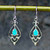 Handmade turquoise and 925 silver fancy drop earrings