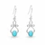 Fancy handmade Kingman blue turquoise 925 sterling silver scroll drop earrings