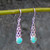 Oval celtic kingman blue turquoise and sterling silver drop earrings
