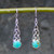 Celtic turquoise and 925 silver dangly earrings