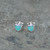 Kingman turquoise and sterling silver heart stud earrings