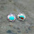 925 silver and turquoise fancy oval ear studs with gift case