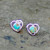 Blue Kingman turquoise and sterling silver open heart stud earrings