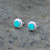 Blue Kingman turquoise and sterling silver round rope edge stud earrings