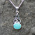 Hand crafted turquoise and 925 silver Celtic oval stone necklace
