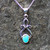 Handmade blue Kingman turquoise sterling silver scroll oval stone pendant necklace 