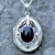 Hand crafted Oval filigree 925 silver locket necklace with shiny black gemstone