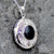 Hand crafted Oval filigree 925 silver locket necklace with shiny black gemstone