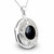 Hand crafted Oval filigree 925 silver locket necklace with shiny black gemstone