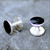 Handmade Whitby Jet and sterling silver gents circular Shirt Studs