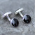 Handmade Whitby Jet and sterling silver gents double stone round T bar cufflinks
