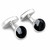 Hand crafted Whitby Jet and sterling silver gents double stone round T bar cufflinks