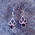 Hand crafted sterling silver Celtic loop drop earrings with round Whitby Jet stones