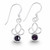 Hand crafted sterling silver Celtic loop drop earrings with round Whitby Jet stones