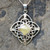 Large Celtic yellow Baltic amber and sterling silver pendant