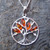 Large Baltic Cognac amber and sterling silver multi stone tree of life pendant necklace