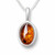 Natural Baltic Cognac amber and 925 sterling silver oval pendant necklace