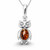 Natural Baltic Cognac amber and 925 sterling silver owl pendant necklace