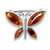 Sterling silver Baltic cognac amber marquise multi stone butterfly horizontal pin brooch