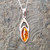 Contemporary natural Baltic cognac amber and 925 sterling silver marquise necklace