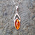 Baltic cognac amber sterling silver marquise wishbone pendant necklace