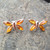 Cognac amber and 925 sterling silver butterfly stud earrings