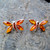 Large Baltic Cognac amber sterling silver butterfly multi stone stud earrings