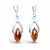 Baltic cognac amber and sterling silver marquise wishbone drop earrings