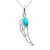 Blue turquoise and sterling silver angel wing pendant necklace
