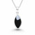 Handmade Whitby Jet and 925 sterling silver marquise pendant necklace