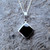Handmade Whitby Jet and 925 sterling silver square pendant necklace