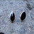 Large handmade Whitby Jet and sterling silver marquise stud earrings