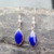 Blue Lapis Lazuli and 925 Sterling Silver Marquise Drop Earrings