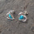 925 silver heart earrings with turquoise teardrop stone