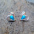 925 silver heart earrings with turquoise teardrop stone