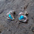 Blue Turquoise and Sterling Silver Open Heart Stud Earrings
