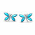 Blue turquoise and Sterling Silver Butterfly multi stone marquise stud earrings