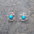 Blue Turquoise and Sterling Silver Four Leaf Clover Stud Earrings