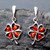 Baltic Cognac amber and sterling silver four leaf clover drop earrings